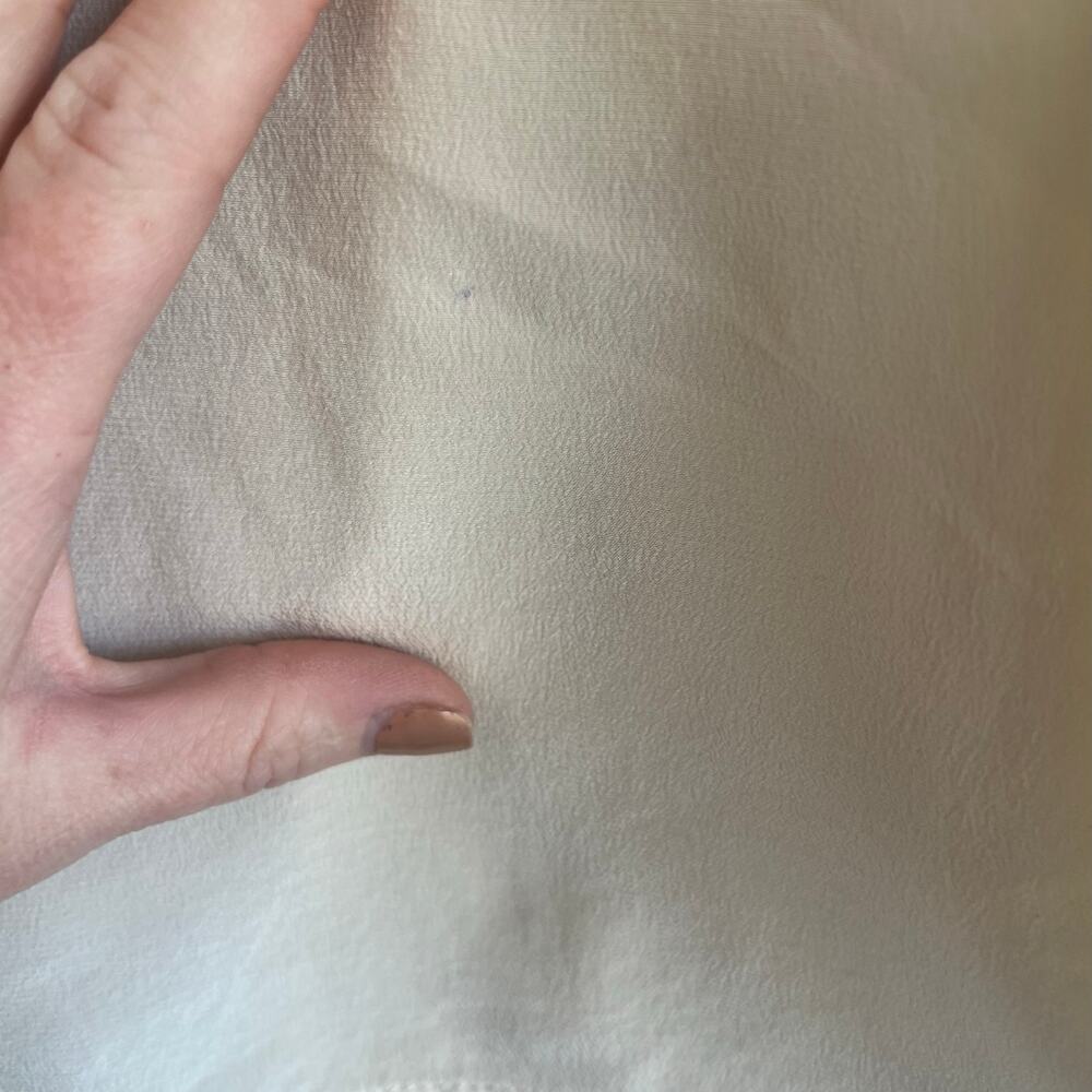 Talbots 100% Silk Cream Partial Button Front Long… - image 3